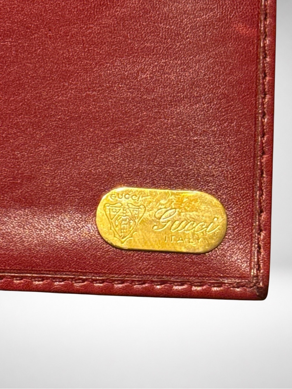 Gucci Vintage Authentic Red Leather Wallet Chain Crossbody Clutch Horsebit COA - Picture 10 of 16